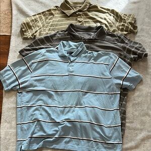 Men's Striped Polo Shirt Set - Blue, Gray, Olive